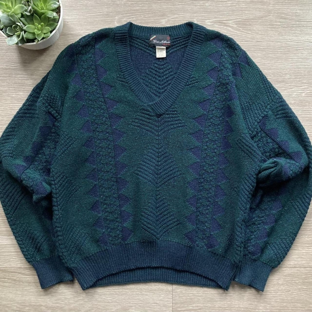 Men's Green & Blue Sweater
